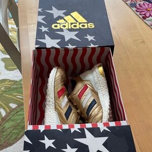 Adidas Copa Metallic Gold Sneakers with Red and Navy Details Men 10.5